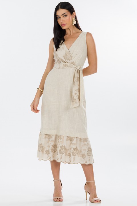 Vestido Midi de Alfaiataria Feminina Izabel - Natural - Tlic Rio