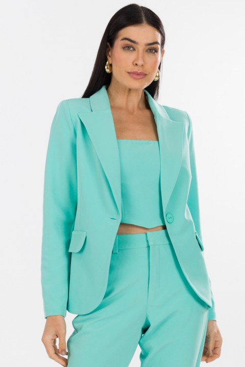 Blazer Manga Longa de Alfaiataria Feminina Molly - Verde Aquatic Green - Tlic Rio