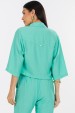 Camisa Cropped de Alfaiataria Feminina Katy - Verde Aquatic Green - Tlic Rio