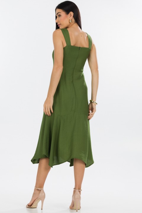 Vestido Midi de Alfaiataria Feminina Lilian - Verde Militar - Tlic Rio