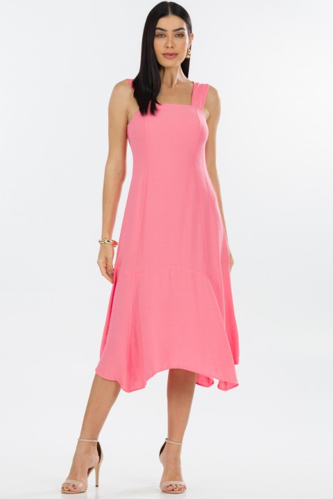 Vestido Midi de Alfaiataria Feminina Lilian - Rosa Lipstick - Tlic Rio