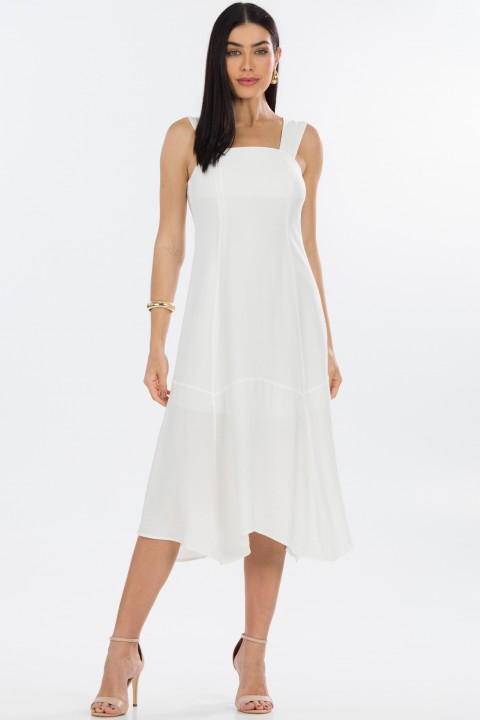 Vestido Midi de Alfaiataria Feminina Lilian - Off White - Tlic Rio