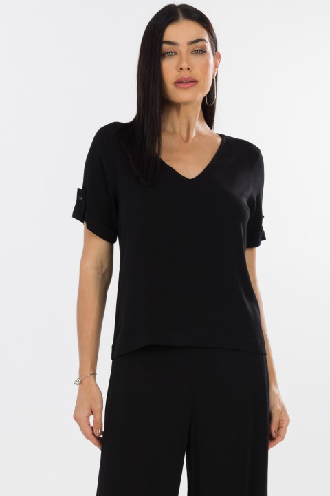 Blusa de Alfaiataria Feminina Francy - Preto - Tlic Rio