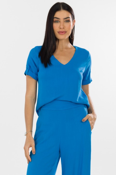 Blusa de Alfaiataria Feminina Francy - Azul  - Tlic Rio