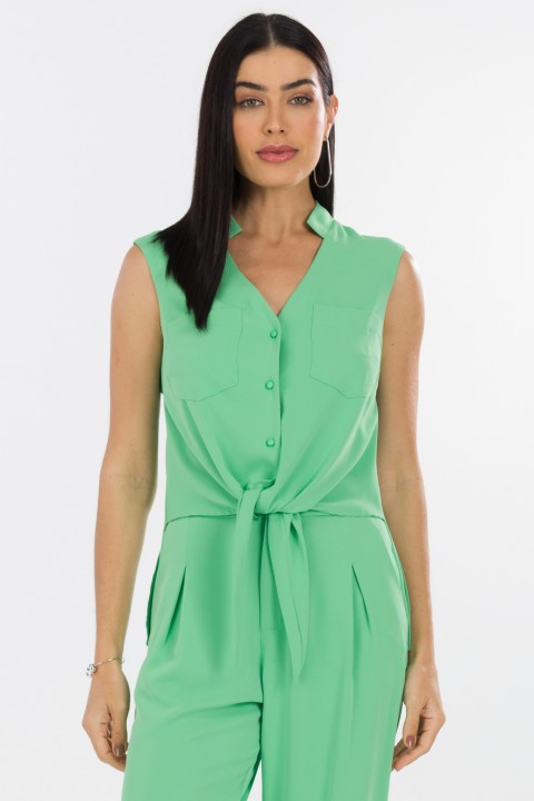 Blusa Regata Alça Larga de Alfaiataria Feminina Kaliani - Verde Wasabi - Tlic Rio