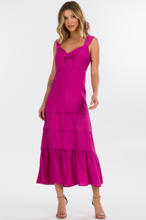 Vestido Midi de Alfaiataria Feminina Ariane - Rosa Fucsia - Tlic Rio