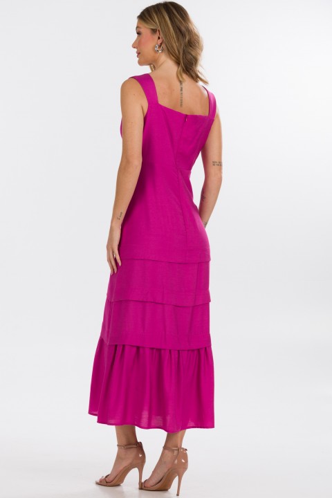 Vestido Midi de Alfaiataria Feminina Ariane - Rosa Fucsia - Tlic Rio