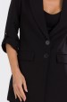 Blazer Manga 3/4 de Alfaiataria Feminina Magda - Preto - Tlic Rio