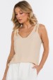 Blusa Regata Alça com Detalhe de Alfaiataria Feminina Emanuelly - Bege Concha - Tlic Rio