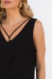 Blusa Regata com Detalhe Frontal de Alfaiataria Feminina Stacy - Preto - Tlic Rio