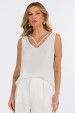 Blusa Regata com Detalhe Frontal de Alfaiataria Feminina Stacy - Off White - Tlic Rio