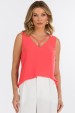 Blusa Regata com Detalhe Frontal de Alfaiataria Feminina Stacy - Love Coral - Tlic Rio