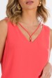 Blusa Regata com Detalhe Frontal de Alfaiataria Feminina Stacy - Love Coral - Tlic Rio