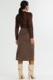Saia Midi com Pesponto de Alfaiataria Feminina Helen - Chocolate - Tlic Rio