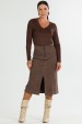 Saia Midi com Pesponto de Alfaiataria Feminina Helen - Chocolate - Tlic Rio