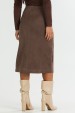 Saia Midi com Pesponto de Alfaiataria Feminina Helen - Chocolate - Tlic Rio