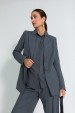 Blazer Alongado de Alfaiataria Feminina Zelia - Risca de Giz Cinza - Tlic Rio