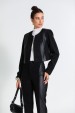 Casaco Curto de Suede de Alfaiataria Feminina Hermione - Preto - Tlic Rio
