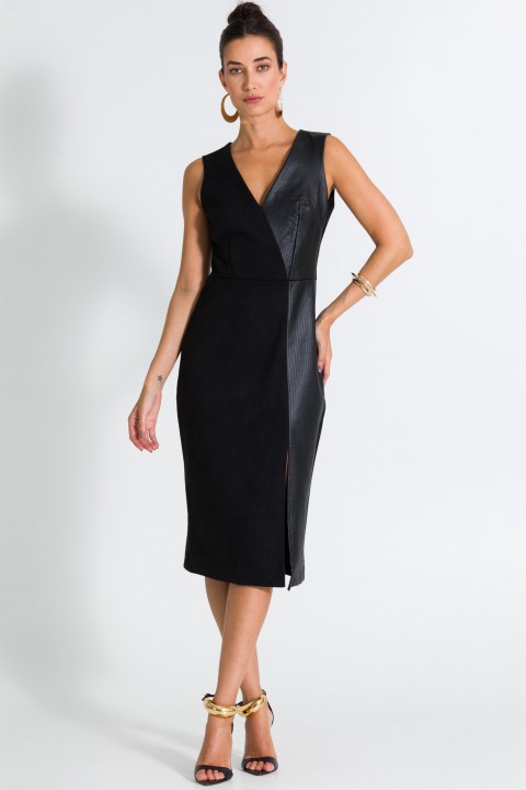 Vestido Midi com Pesponto de Alfaiataria Feminina Scarllet - Preto  - Tlic Rio