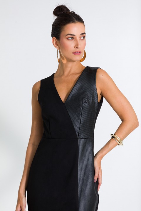 Vestido Midi com Pesponto de Alfaiataria Feminina Scarllet - Preto  - Tlic Rio
