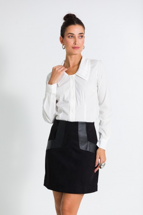 Camisa Alongada com Gola Destacada de Alfaiataria Feminina Princess - Off White - Tlic Rio