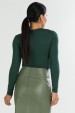 Blusa Manga Longa Gola V de Alfaiataria Feminina Dih - Verde - Tlic Rio