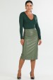 Saia Midi com Recortes Frontais de Alfaiataria Feminina Katarina - Verde Pinho - Tlic Rio