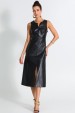 Vestido Midi com Recortes Frontais de Alfaiataria Feminina Marini - Preto  - Tlic Rio