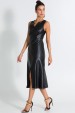 Vestido Midi com Recortes Frontais de Alfaiataria Feminina Marini - Preto  - Tlic Rio