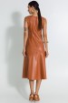 Vestido Midi com Recortes Frontais de Alfaiataria Feminina Marini - Mocaccino - Tlic Rio