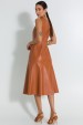 Vestido Midi com Recortes Frontais de Alfaiataria Feminina Marini - Mocaccino - Tlic Rio