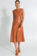 Vestido Midi com Recortes Frontais de Alfaiataria Feminina Marini - Mocaccino - Tlic Rio