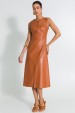 Vestido Midi com Recortes Frontais de Alfaiataria Feminina Marini - Mocaccino - Tlic Rio