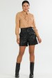 Shorts Comprimento Médio de Alfaiataria Feminina Elisia - Preto - Tlic Rio
