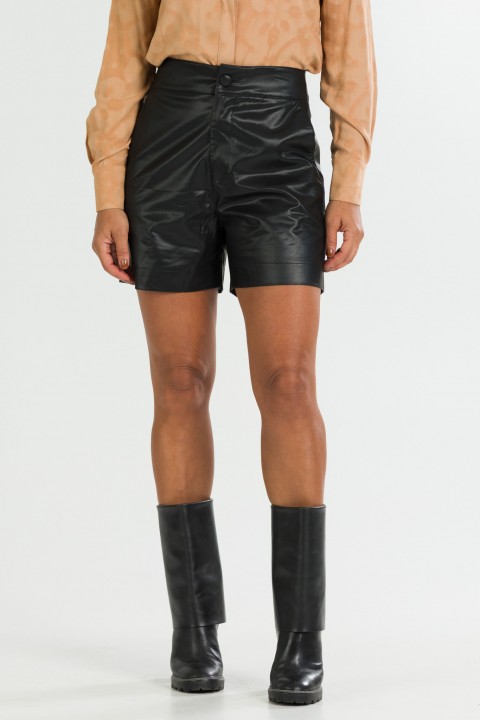 Shorts Comprimento Médio de Alfaiataria Feminina Elisia - Preto - Tlic Rio