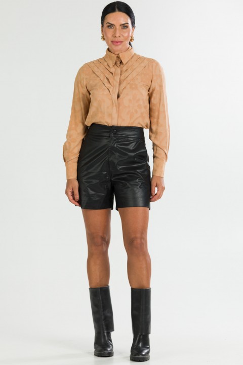 Shorts Comprimento Médio de Alfaiataria Feminina Elisia - Preto - Tlic Rio