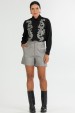 Shorts Comprimento Médio de Alfaiataria Feminina Elisia - Cinza - Tlic Rio