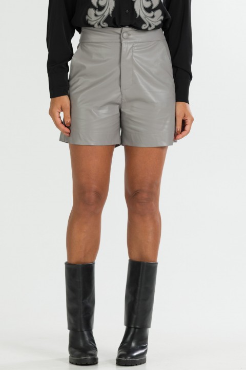 Shorts Comprimento Médio de Alfaiataria Feminina Elisia - Cinza - Tlic Rio
