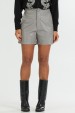 Shorts Comprimento Médio de Alfaiataria Feminina Elisia - Cinza - Tlic Rio