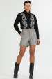 Shorts Comprimento Médio de Alfaiataria Feminina Elisia - Cinza - Tlic Rio