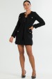 Casaco Alongado de Tweed Elegante de Alfaiataria Feminina Paris - Preto - Tlic Rio