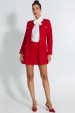 Casaco Alongado de Tweed Elegante de Alfaiataria Feminina Paris - Vermelho - Tlic Rio