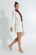 Casaco Alongado de Tweed Elegante de Alfaiataria Feminina Paris - Off White - Tlic Rio