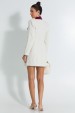 Casaco Alongado de Tweed Elegante de Alfaiataria Feminina Paris - Off White - Tlic Rio