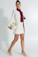 Casaco Alongado de Tweed Elegante de Alfaiataria Feminina Paris - Off White - Tlic Rio