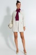 Casaco Alongado de Tweed Elegante de Alfaiataria Feminina Paris - Off White - Tlic Rio