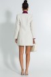Casaco Alongado de Tweed Elegante de Alfaiataria Feminina Paris - Off White - Tlic Rio