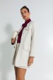 Casaco Alongado de Tweed Elegante de Alfaiataria Feminina Paris - Off White - Tlic Rio