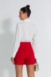 Camisa Tradicional com Laço na Gola de Alfaiataria Feminina Selma  - Off White - Tlic Rio