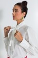 Camisa Tradicional com Laço na Gola de Alfaiataria Feminina Selma  - Off White - Tlic Rio